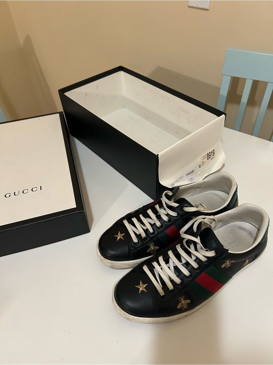 Gucci Other - Gucci Black Leather Ace Bee & Star Sneakers